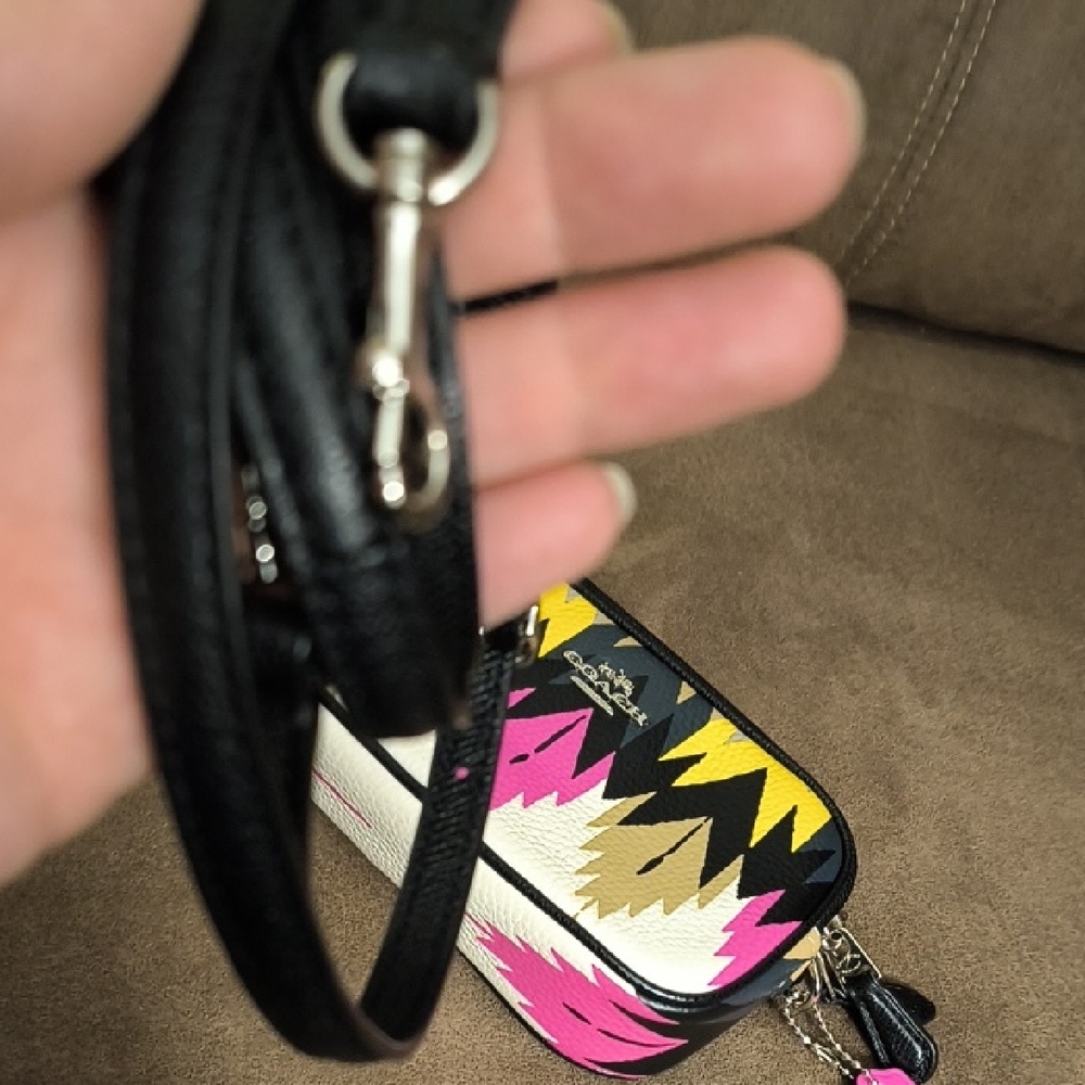 Coach Hawk Feathers Pink, Yellow, Tan and Black Crossbody Bag - Picture 4 of 12